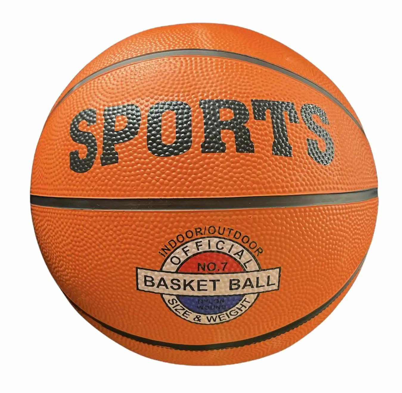 Classic Rubber Basketball Training Standard Size Downtown for NBA- Black/Orange