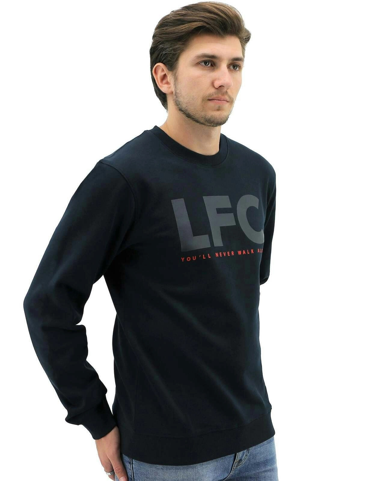 Liverpool FC Mens Crew Jumper Sweatshirt Winter Warm Soccer Football LFC - Navy