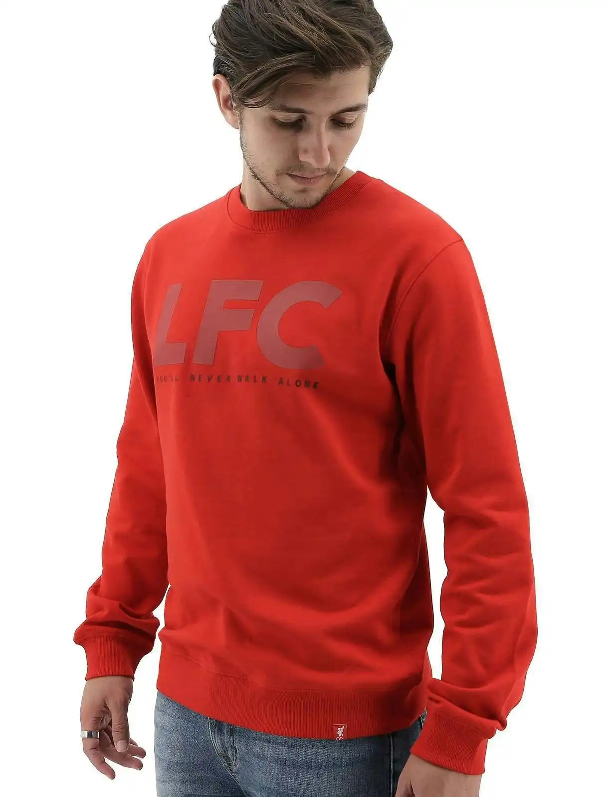 Liverpool FC Mens Crew Jumper Sweatshirt Winter Warm Soccer Football LFC - Red