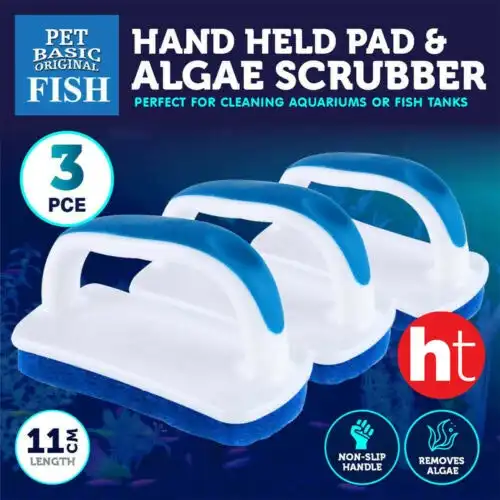 Pet Basic 3PCE Aquarium Algae Scrubbing Sponge/Scourer Hand Held 11cm