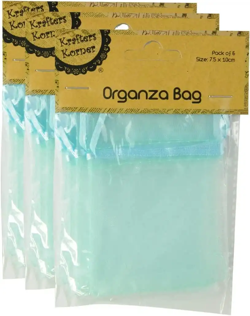 [3Pk X 6Pce] Krafters Korner Organza Bag - Light Blue (7.5 x 10cm)