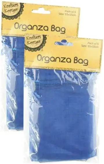 [2Pk X 6Pce] Krafters Korner Organza Bag - Navy (9.5 x 15cm)