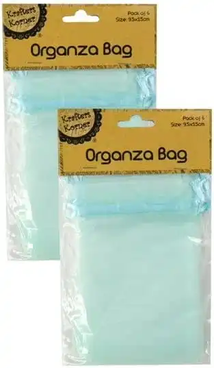 [2Pk X 6Pce] Krafters Korner Organza Bag - Light Blue (9.5 x 15cm)