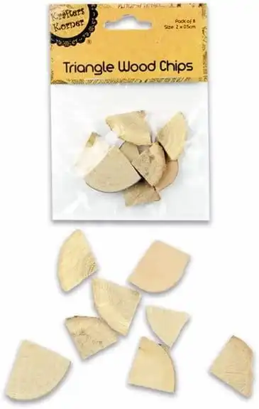 [2Pk X 8Pce] Krafters Korner Triangle Wood Chips - Natural Color Wood (2 X 0.5Cm)