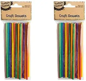 [2Pk X 25Pce] Krafters Korner Craft Dowels - Multi Colored (148X5mm)