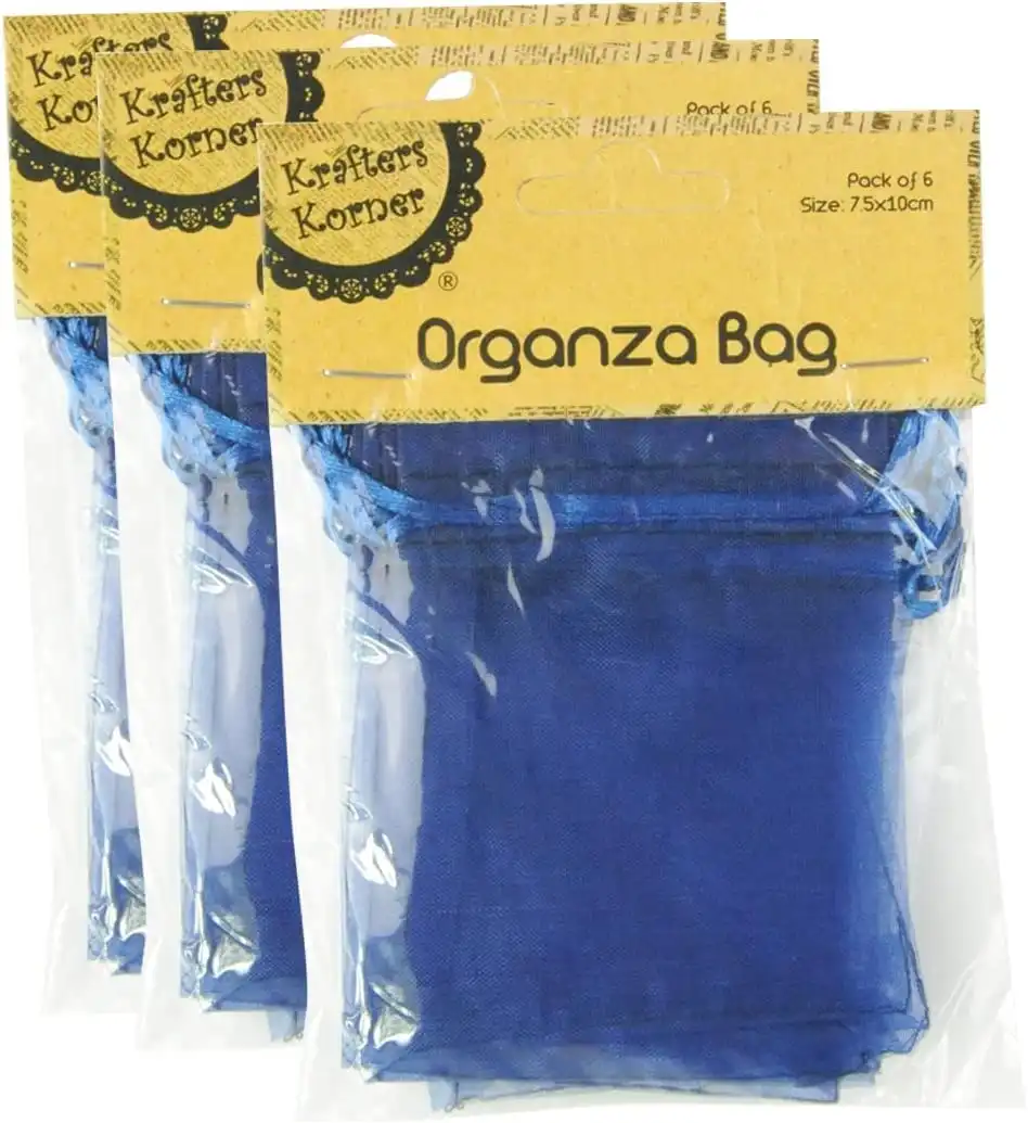 [3Pk X 6Pce] Krafters Korner Organza Bag - Navy (7.5 x 10cm)