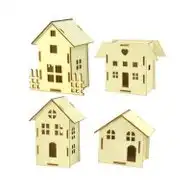 Krafters Korner Diy Wooden House - Natural Beige Color (11 X 9Cm)