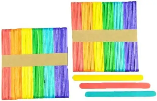 2 x Krafters Korner 11.5x1cm Coloured Craft Sticks 200Pce rainbow colorful decora sturdy heavy duty wooden clothespins