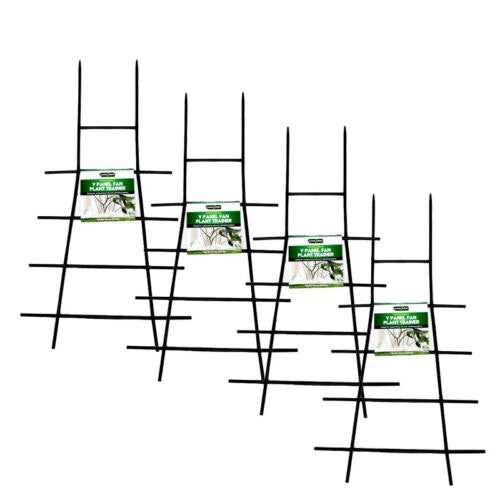 Green Garden 4PK Support Stake Plant Trainer 57cm x 23cm Black Vine Support Mini Garden Trellis for Climbing Plants