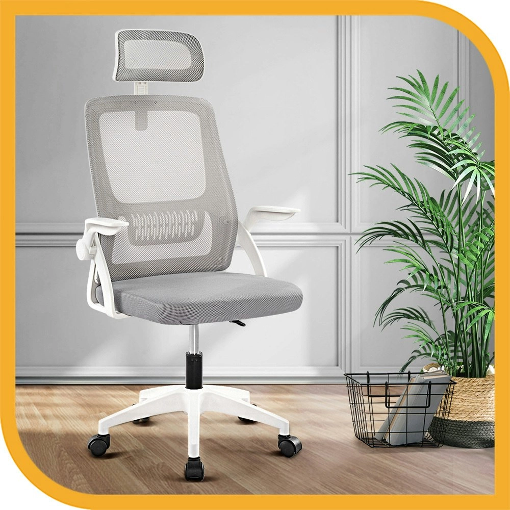 Furb Office Chair Computer Mesh Executive Chairs Study Lifting Seating Headrest White Grey