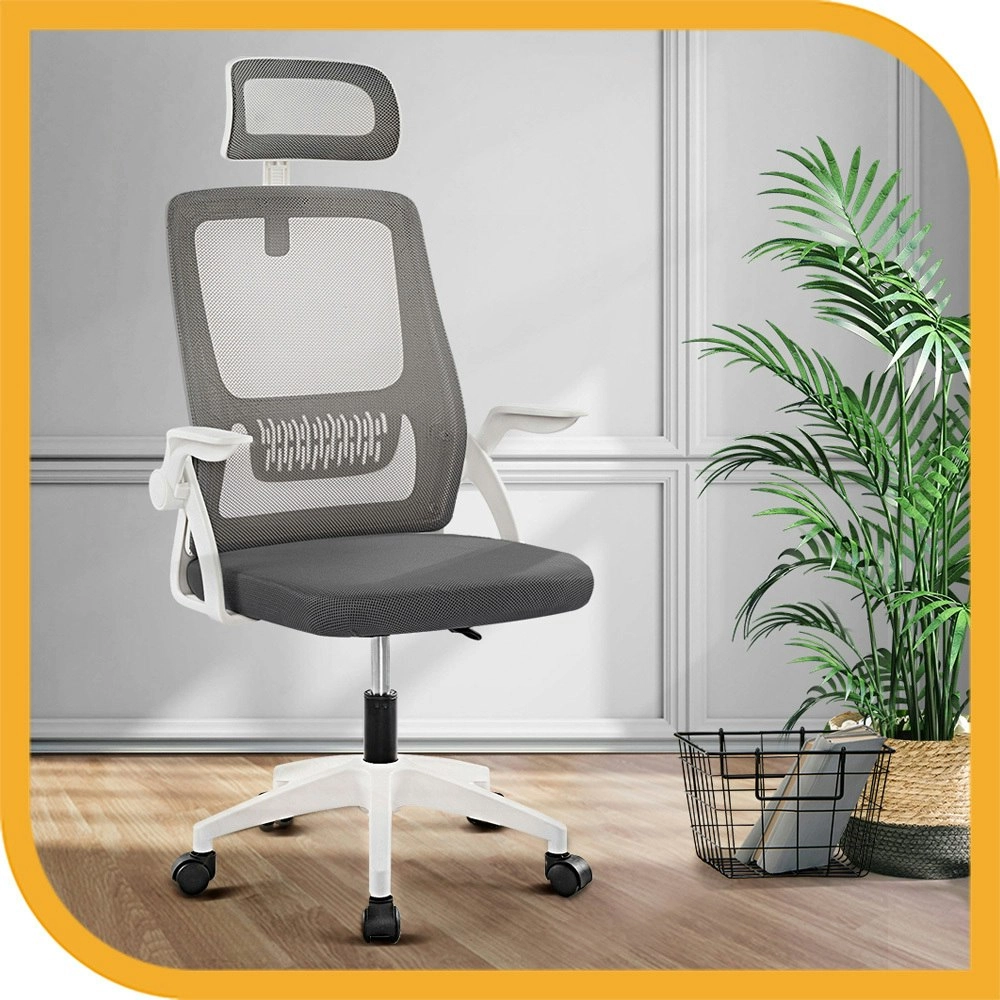 Furb Office Chair Computer Mesh Executive Chairs Study Work Seating Headrest White Dark Grey