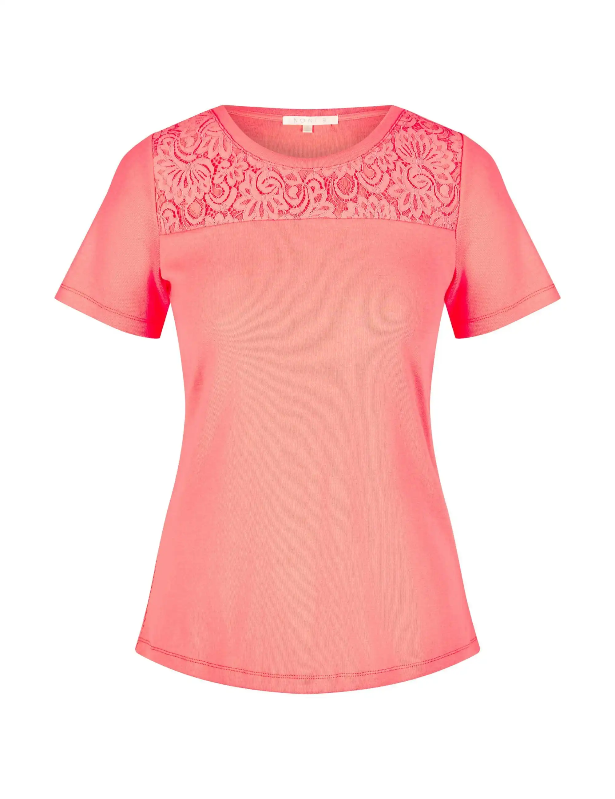 Noni B Short Sleeve Rib Top (Georgia Peach)