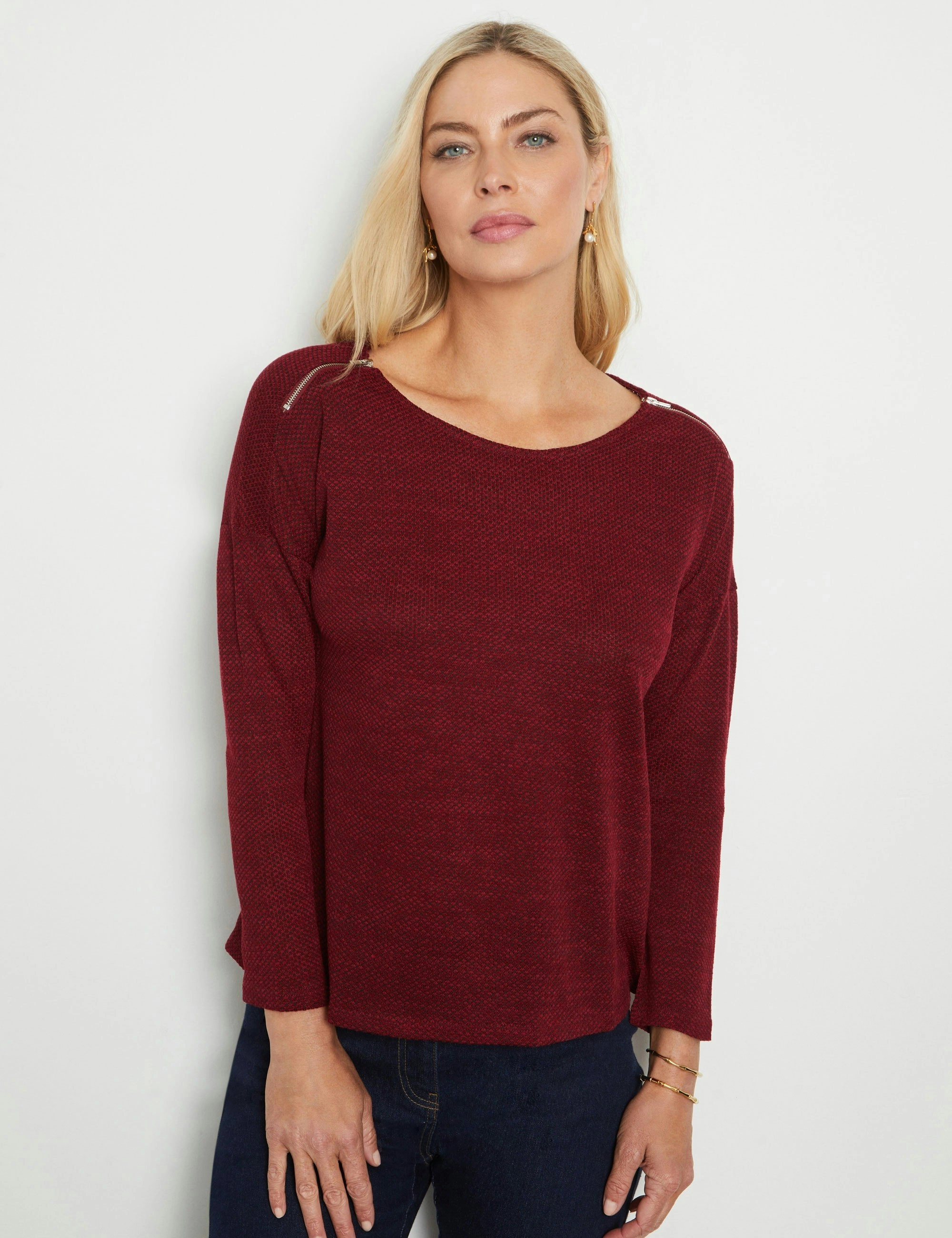 Noni B Zipped Detail Knitwear Top