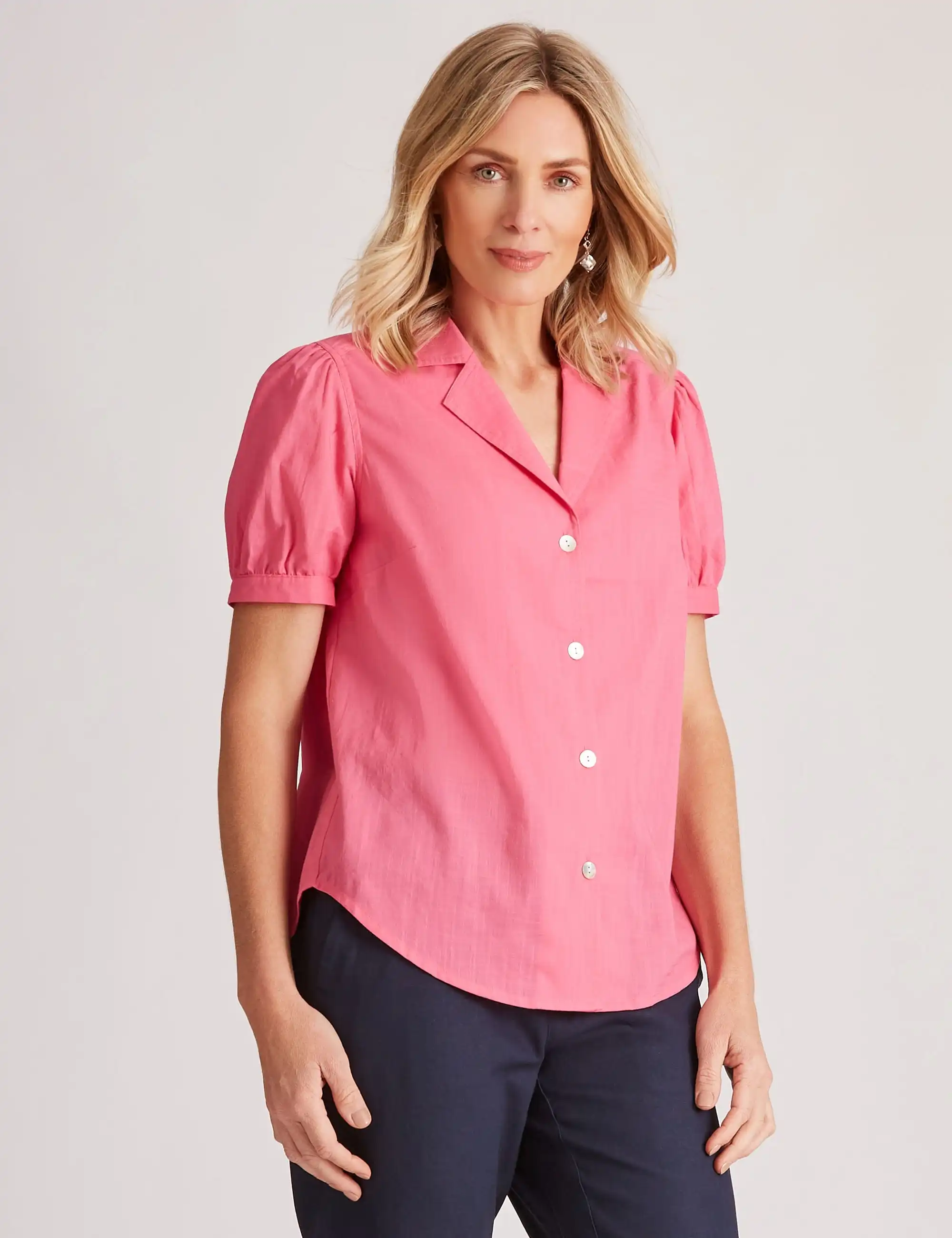 Noni B Puff Sleeve Cotton Shirt