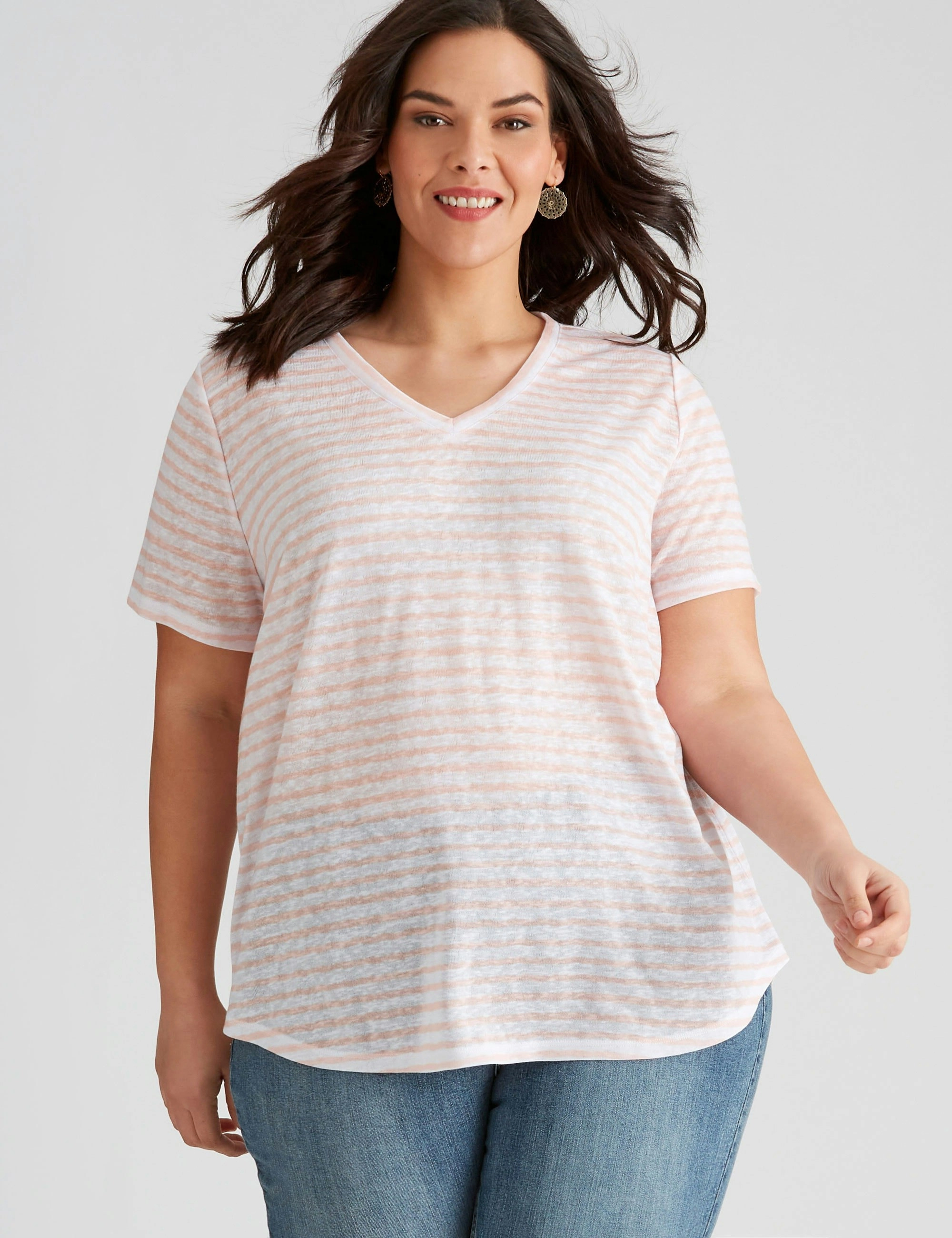 Autograph Knitwear Printed T-Shirt (Blush Stripe)