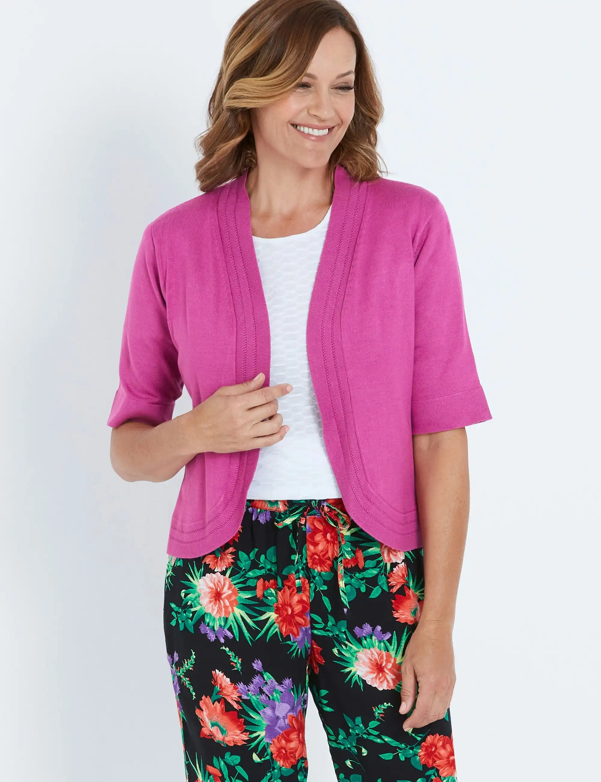 Millers Elbow Sleeve Crop Cardigan (Orchid Purple)