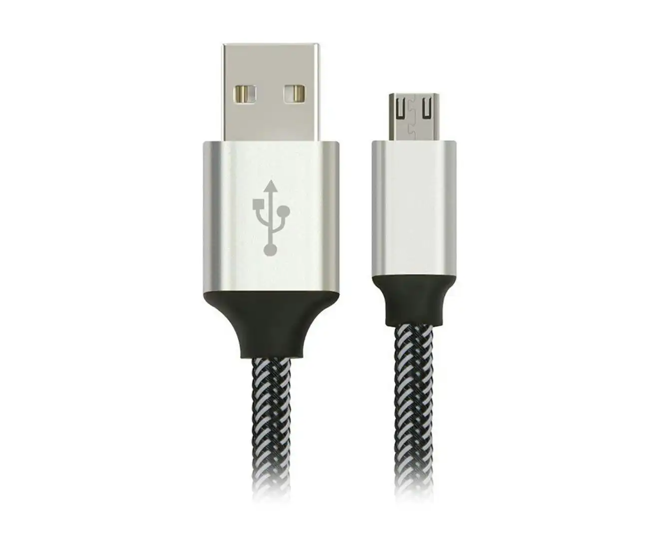 Nylon Braided micro-USB Data Charging Cable 1M, Silver