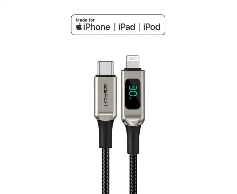 ACEFAST MFi Nylon Braided Digital Display Charging Data Cable C6-01 USB-C to Lightning 30W