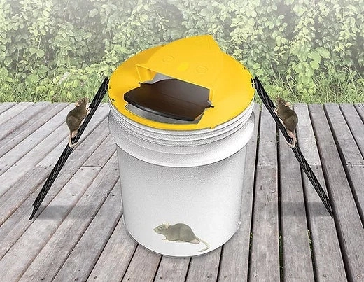 2x Flip N Slide Bucket Lid Mouse Rat Trap Automatic Mouse Trap With Ladder