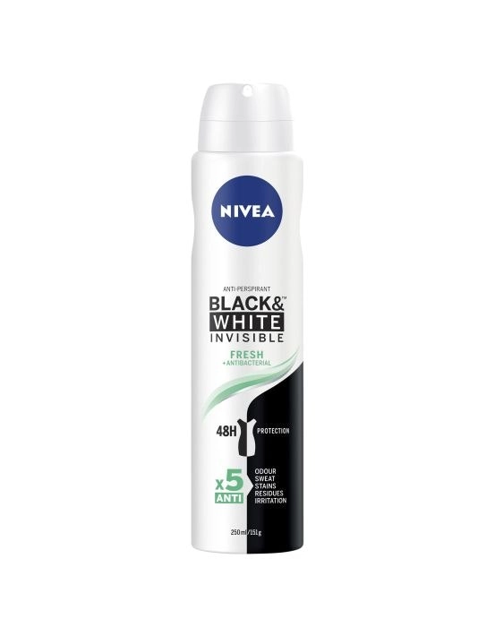 Nivea Invisible for Black & White Fresh Aerosol Deoderant 250mL