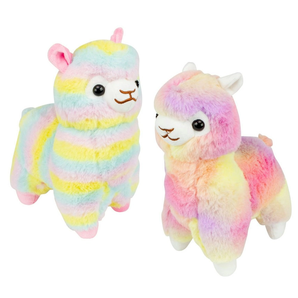 Soft Stuffed Toy Animal Plush Huggable Kid Play Rainbow Alpaca With Yellow