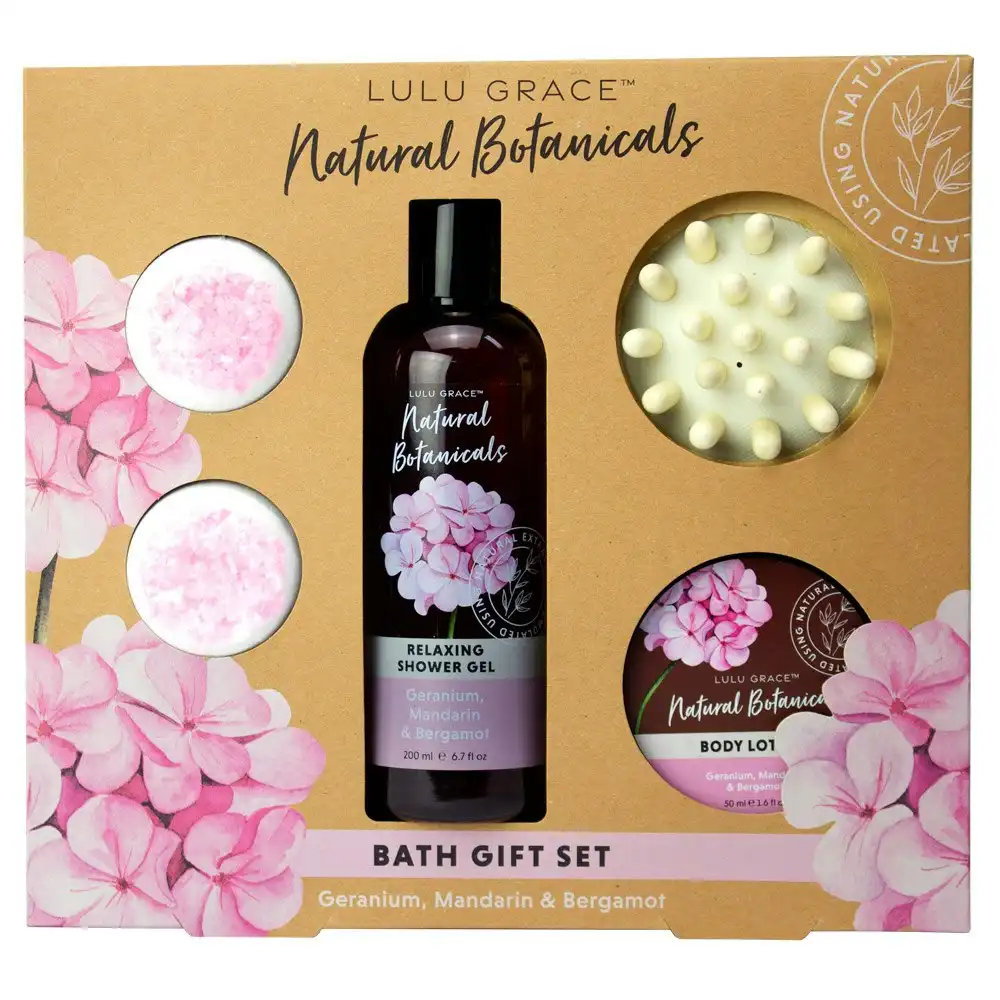 Lulu Grace Botanicals Gift Set 200ml Shower Gel 50ml Body Lotion 2 x Bath Fizzer