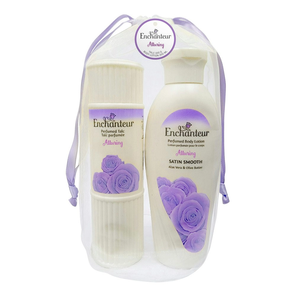 Enchanteur Alluring Gift Bag Set 100gm Talc Powder and 200ml Body Lotion