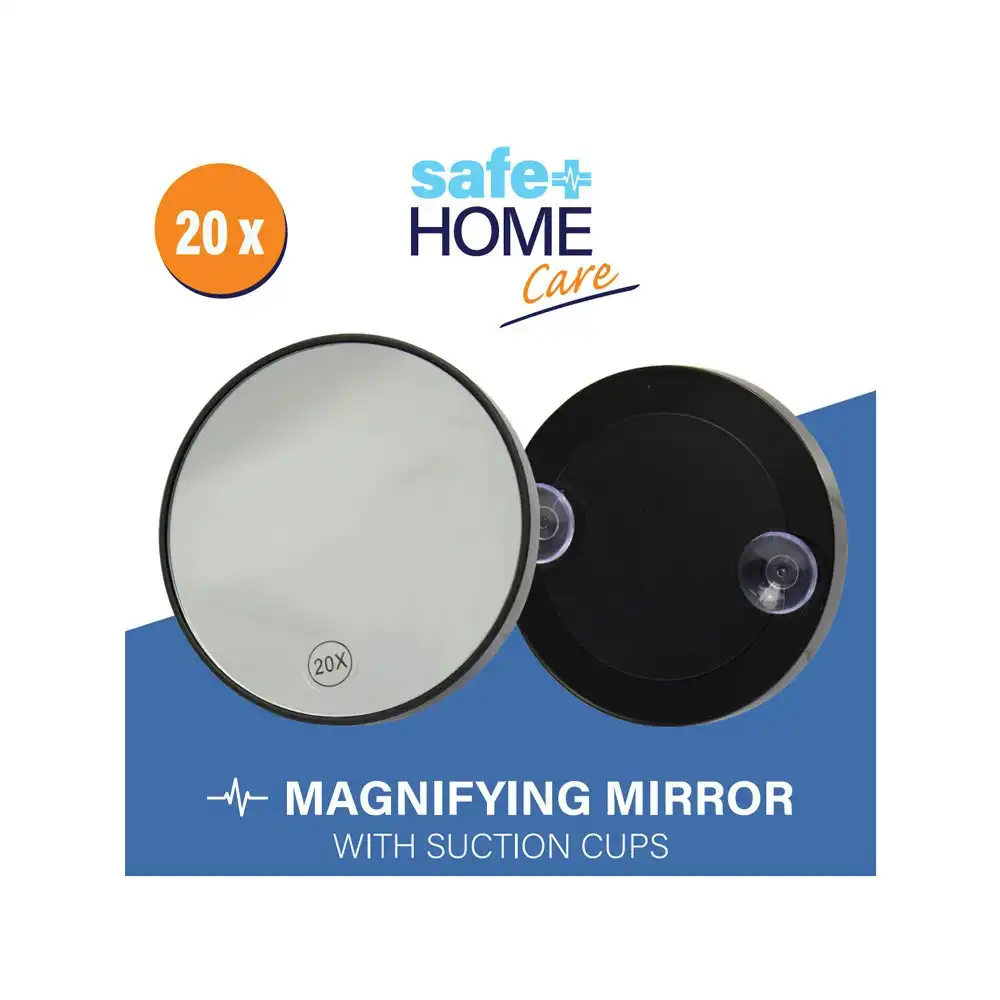 Safe Home Care 20x Magnifying Mirror Glass with Suction Cups 10mm x 88mm