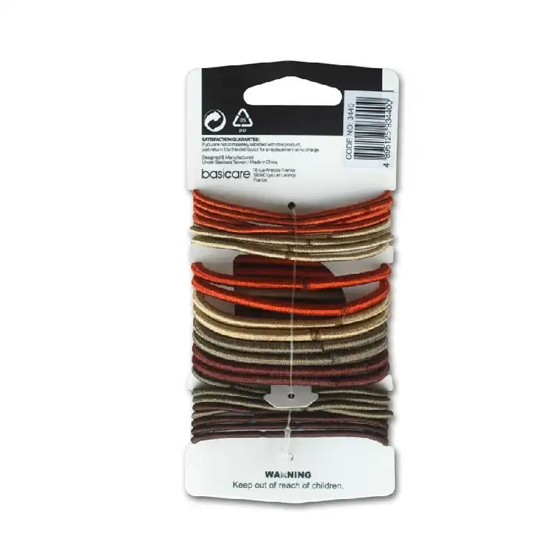 Basicare Round Elastic Hair Ties Metallic 24pcs