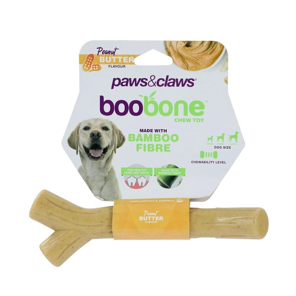 Paws & Claws BooBone 18.5cm Bamboo Fibre Bone Dog Chew Treat/Toy Peanut Butter