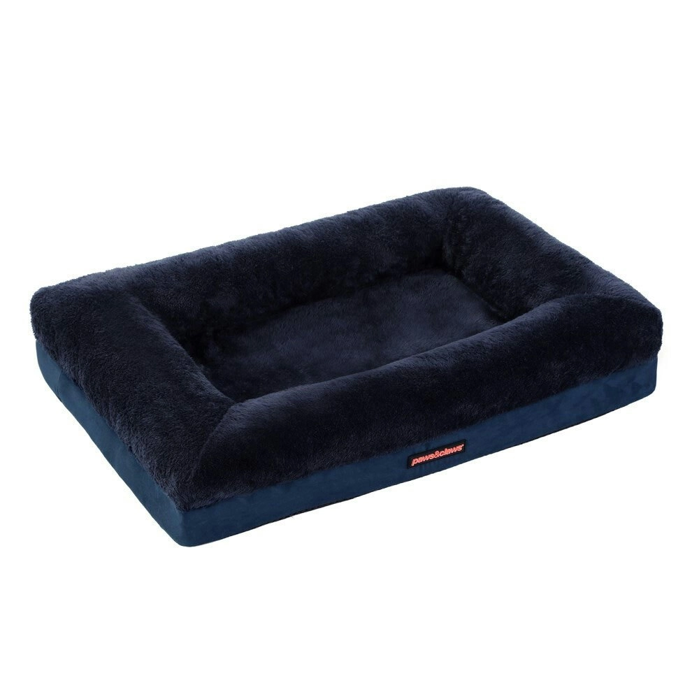 Paws & Claws 70cm x 50cm Winston Orthopaedic Foam Walled Pet/Dog Bed Medium Navy