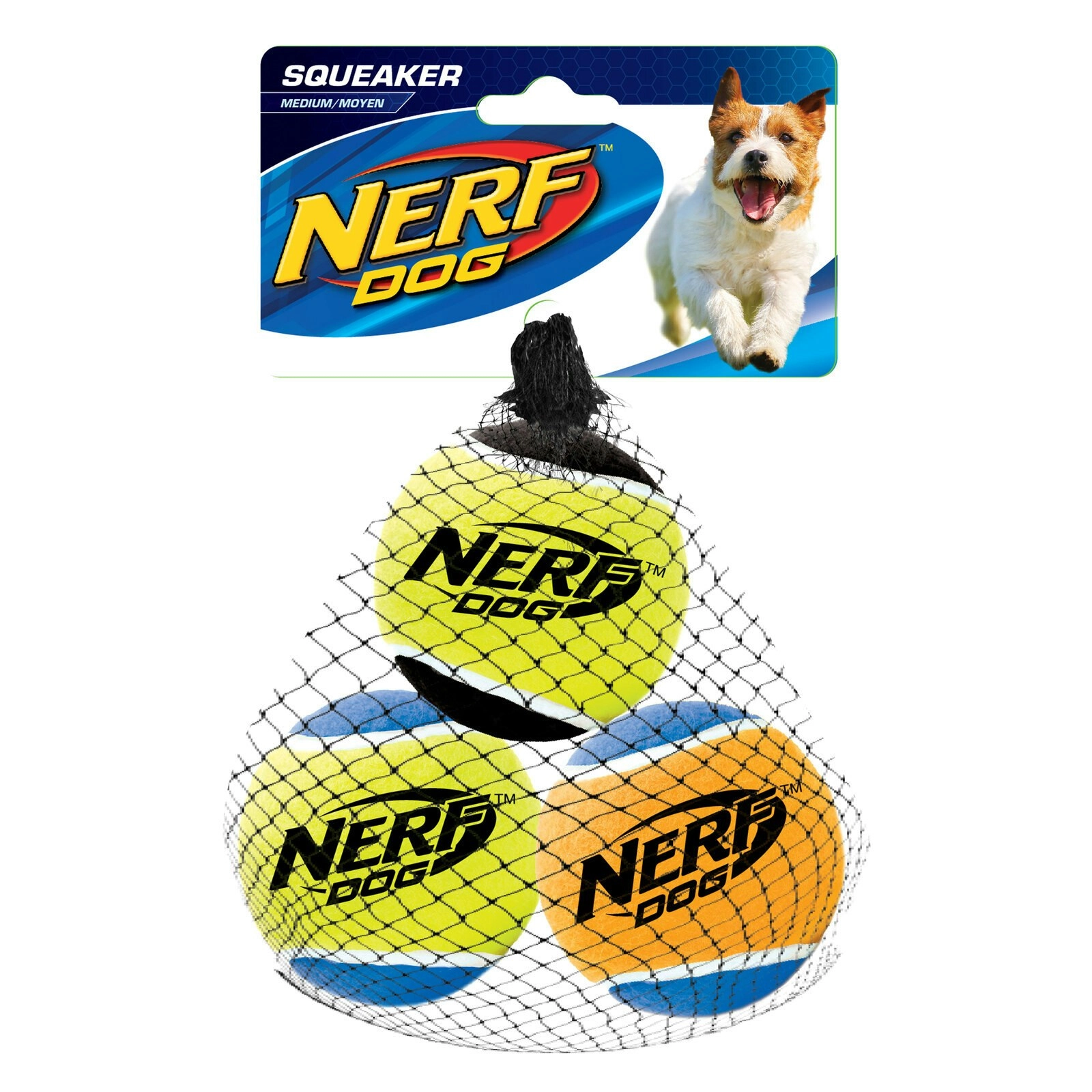 3x Nerf Dog 2.5" Squeak Tennis Balls Multi Play Catch Throwing Squeak Dog Toy