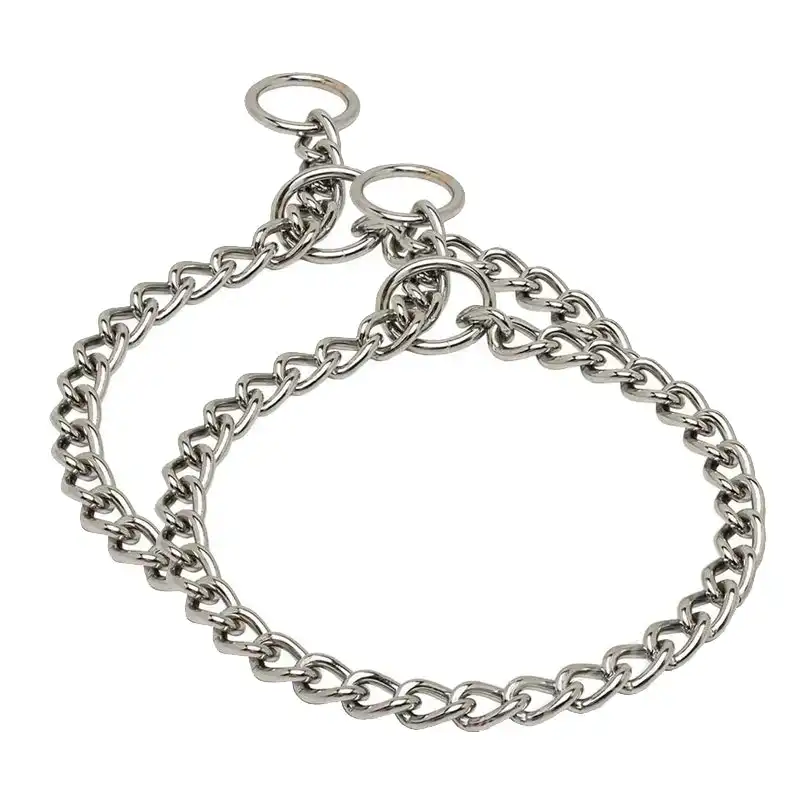 2x Royale 65cm x 3mm Pet/Dog Strap  Silver Metal Chain Training Collar