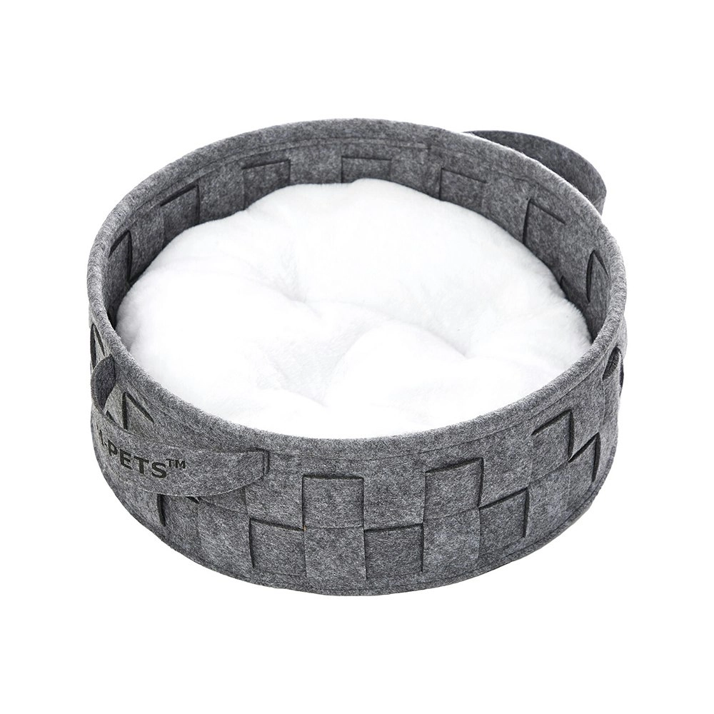 M-Pets Eco-Friendly Pet/Cat 60cm Basket Round Sleeping Comfy Bed w/ Handles Grey