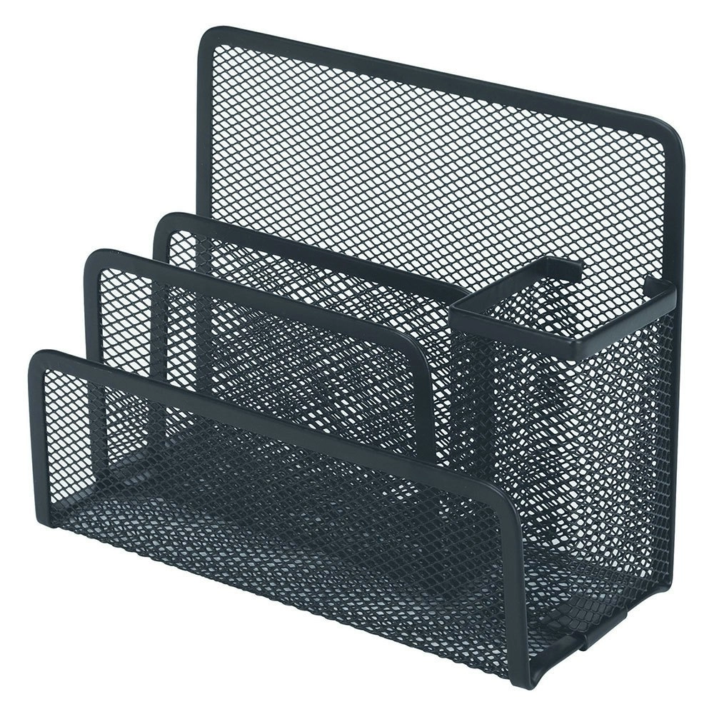 Esselte Steel Mesh Desk Workspace Home Office Pen Stationary Organiser Black