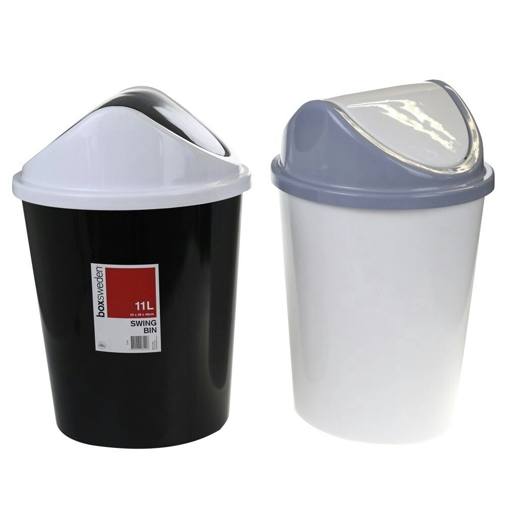 3x Boxsweden Trash Bin 11L w/ Swing Lid Garbage Container Waste Basket Assort.