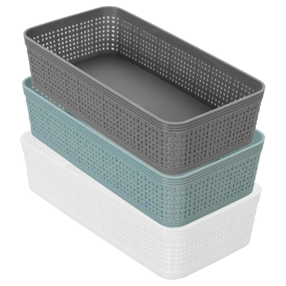 3pc Boxsweden 25cm Ivy Weave Basket/Container Storage Bath/Office Organiser Asst