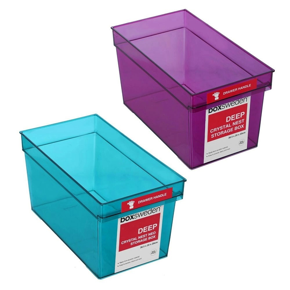 2x Boxsweden Crystal Nest Neo Storage Deep 36.5x20cm Organiser Container Asst.