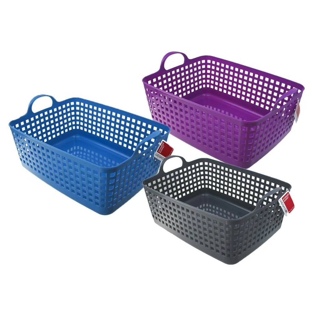 3x Boxsweden Basket w/ Handles X-Large 50cm Storage Container Organiser Assort.