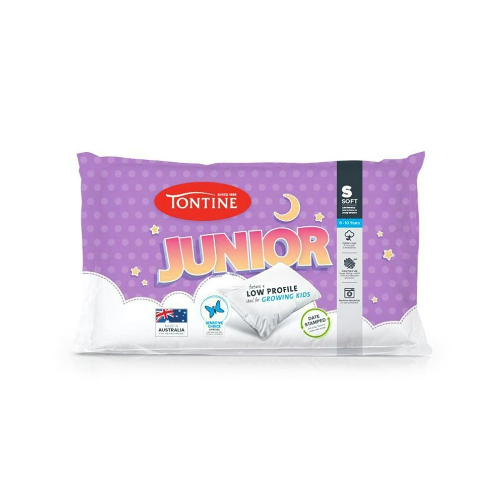 Tontine 46x72cm Junior 6-10yrs Kids/Children Soft Cotton Pillow Low Profile WHT