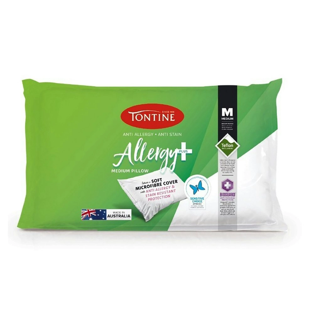 Tontine 46x72cm Allergy Plus Cotton Sleep Pillow Medium Profile Home Bedding