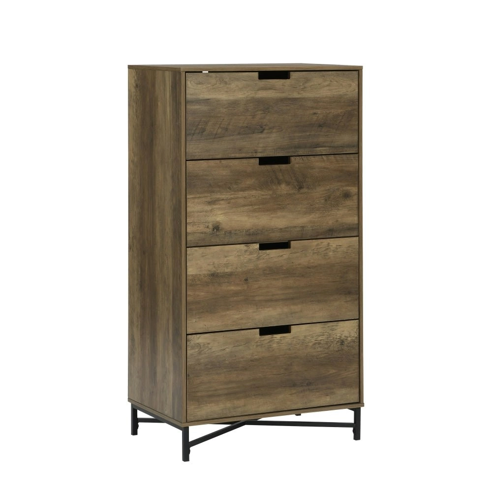 Design Square Elijah Industrial Chest Of 4-Drawers Tallboy Storage Cabinet - Old Wood