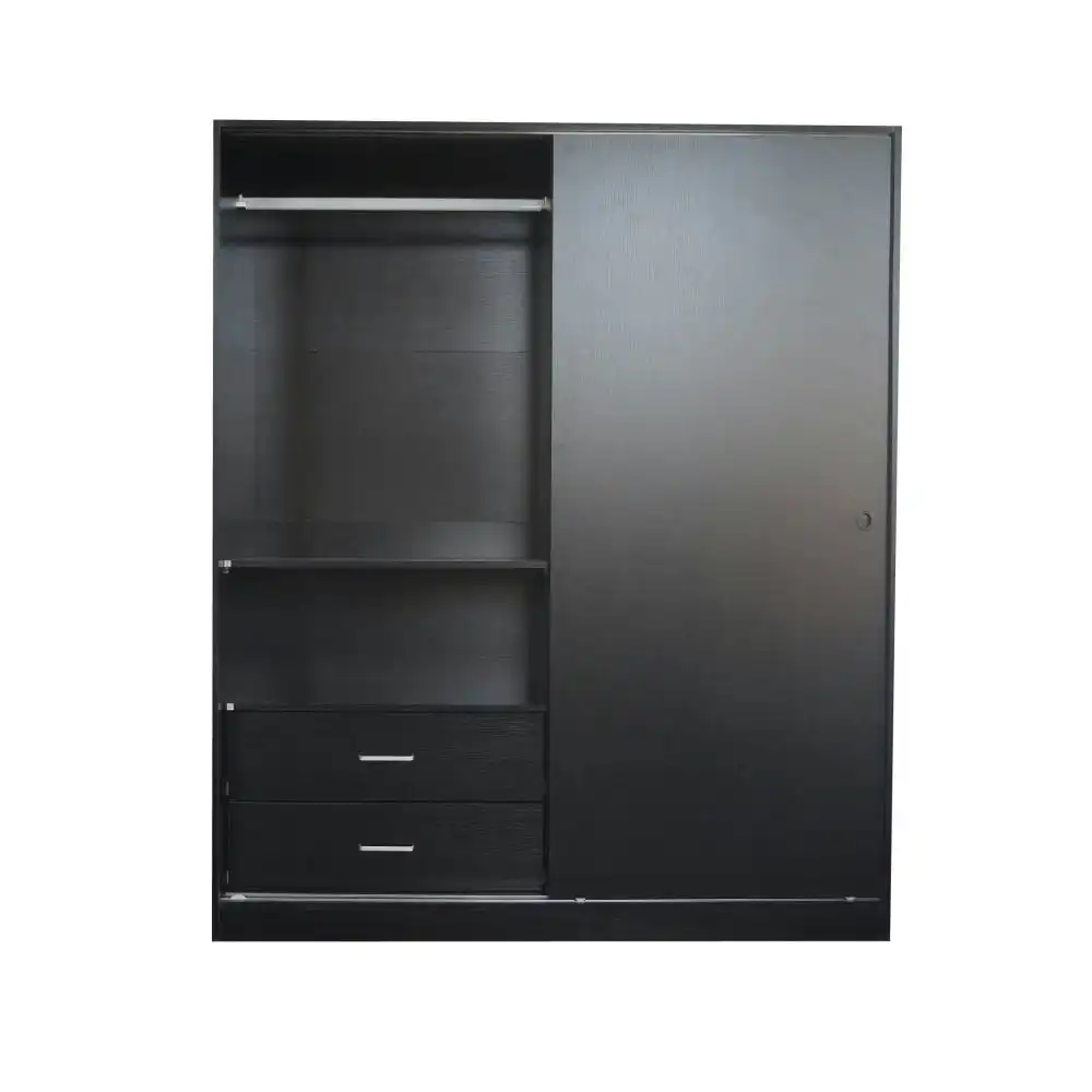 Multi-Purpose Built-In Modular Sliding Door Wardrobe Closet Clothes Storage - Black