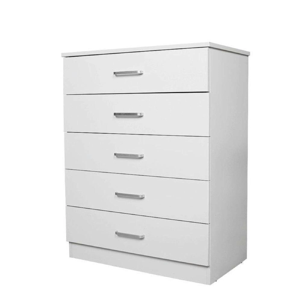 Design Square Modern 5-Drawer Chest TallBoy Storage Cabinet - White