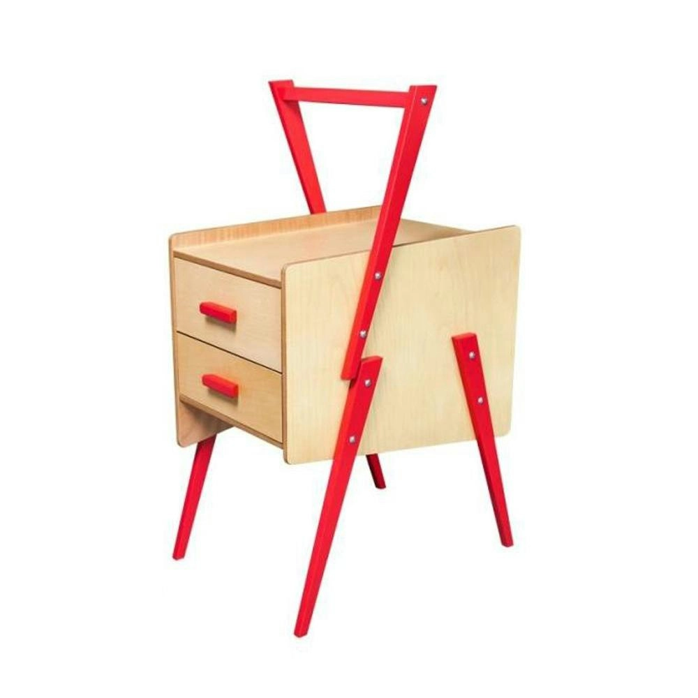 6IXTY Swing Scandinavian Bedside Nightstand Side End Lamp Table - Red