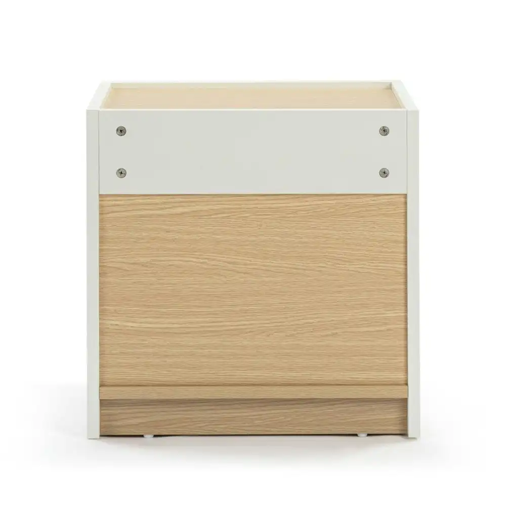 Design Square Ray Nighstand Bedside Side Table W/ 1-Drawer - White/Oak