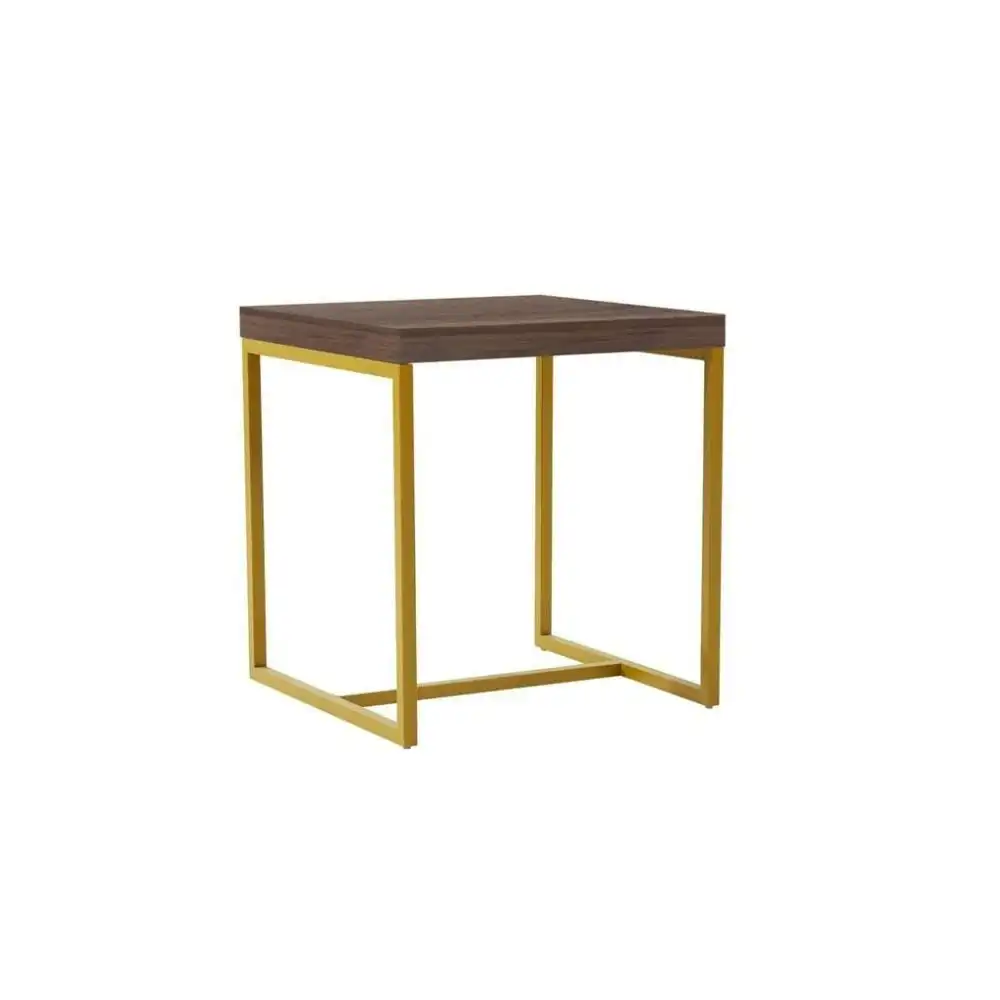 Square Side Table Metal Frame - Grey & Gold