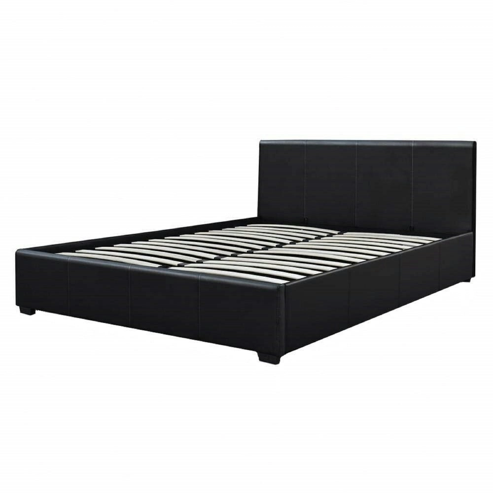 Design Square Modern Designer Gas Lift PU Leather Queen Bed Frame With Headboard - Black