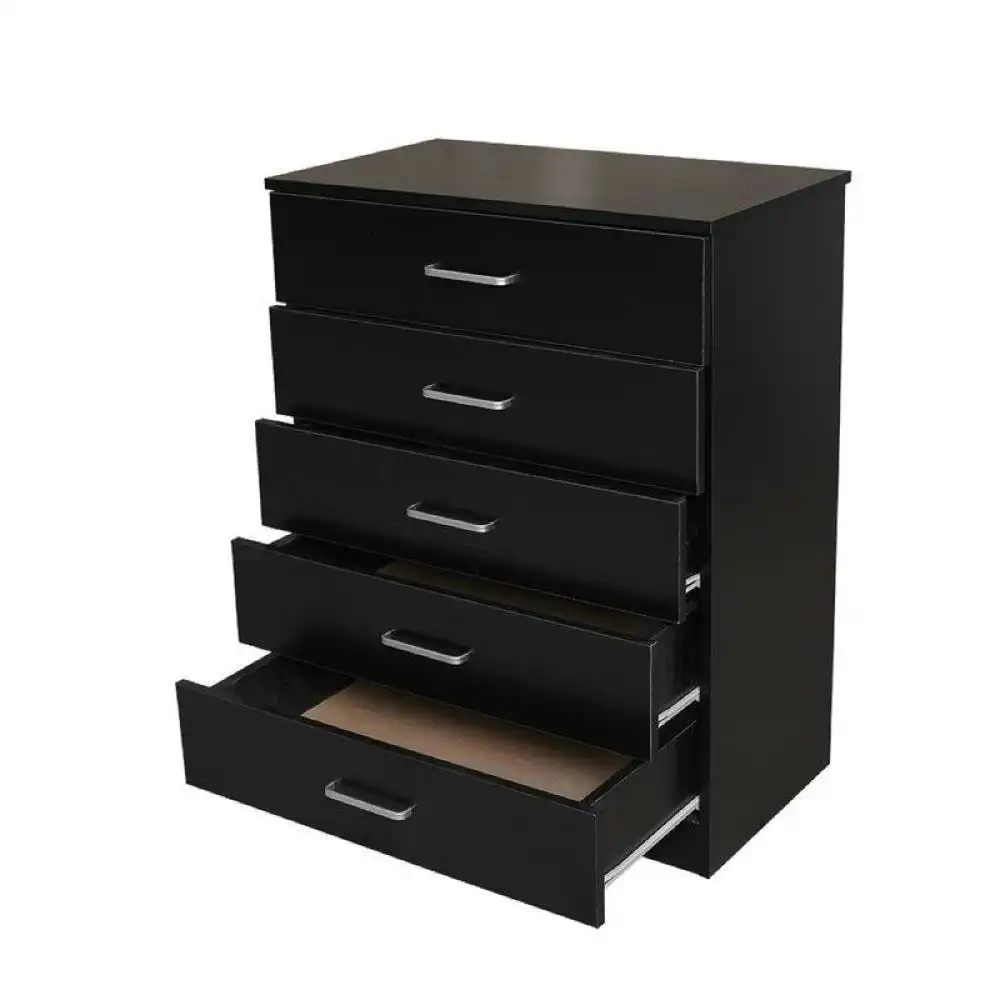 Modern 5-Drawer Chest TallBoy Storage Cabinet - Black