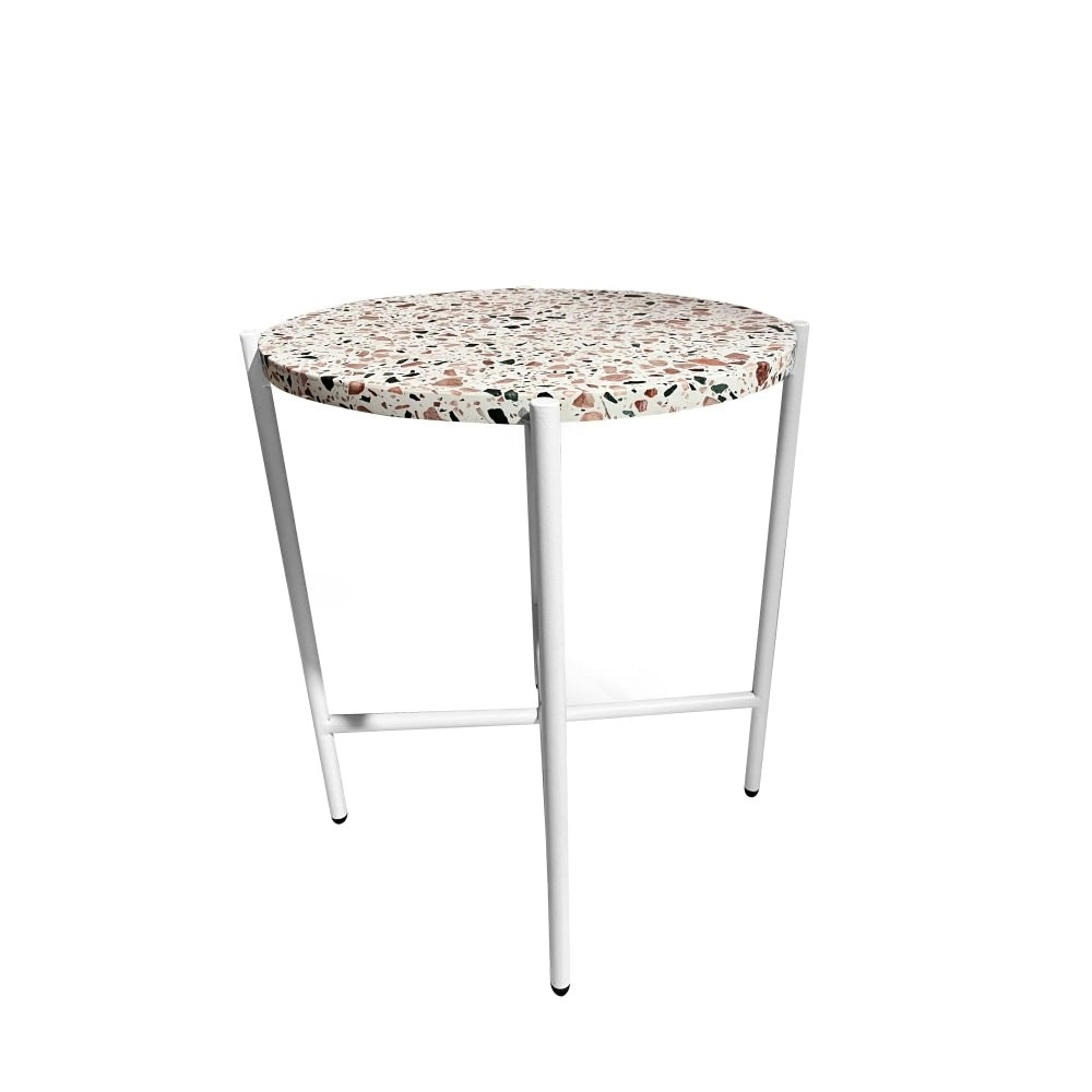 HomeStar Tristan Terrazzo Side Table White Frame - White